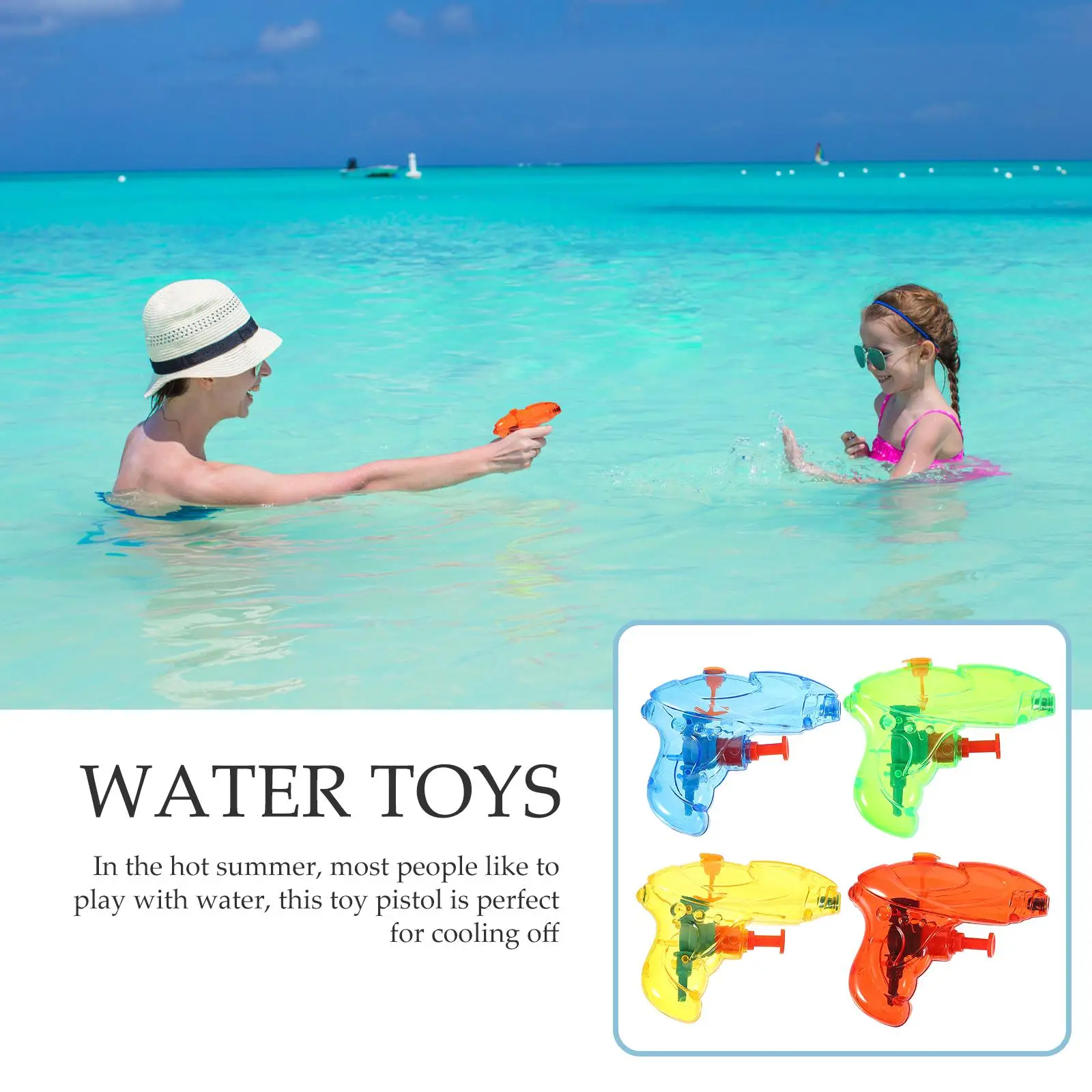 4個入り ジェットウォーターガン 軽量おもちゃ プールパーティー用品 シューター 夏用 可愛いおもちゃ 子供用 小型ABS製 水遊び ビーチギフト