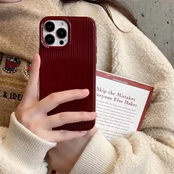 Luxury High End Vertical Stripe Pattern Solid Color Phone Case For iPhone 11 12 13 14 15 Pro Max Silicone Shockproof TPU Cover