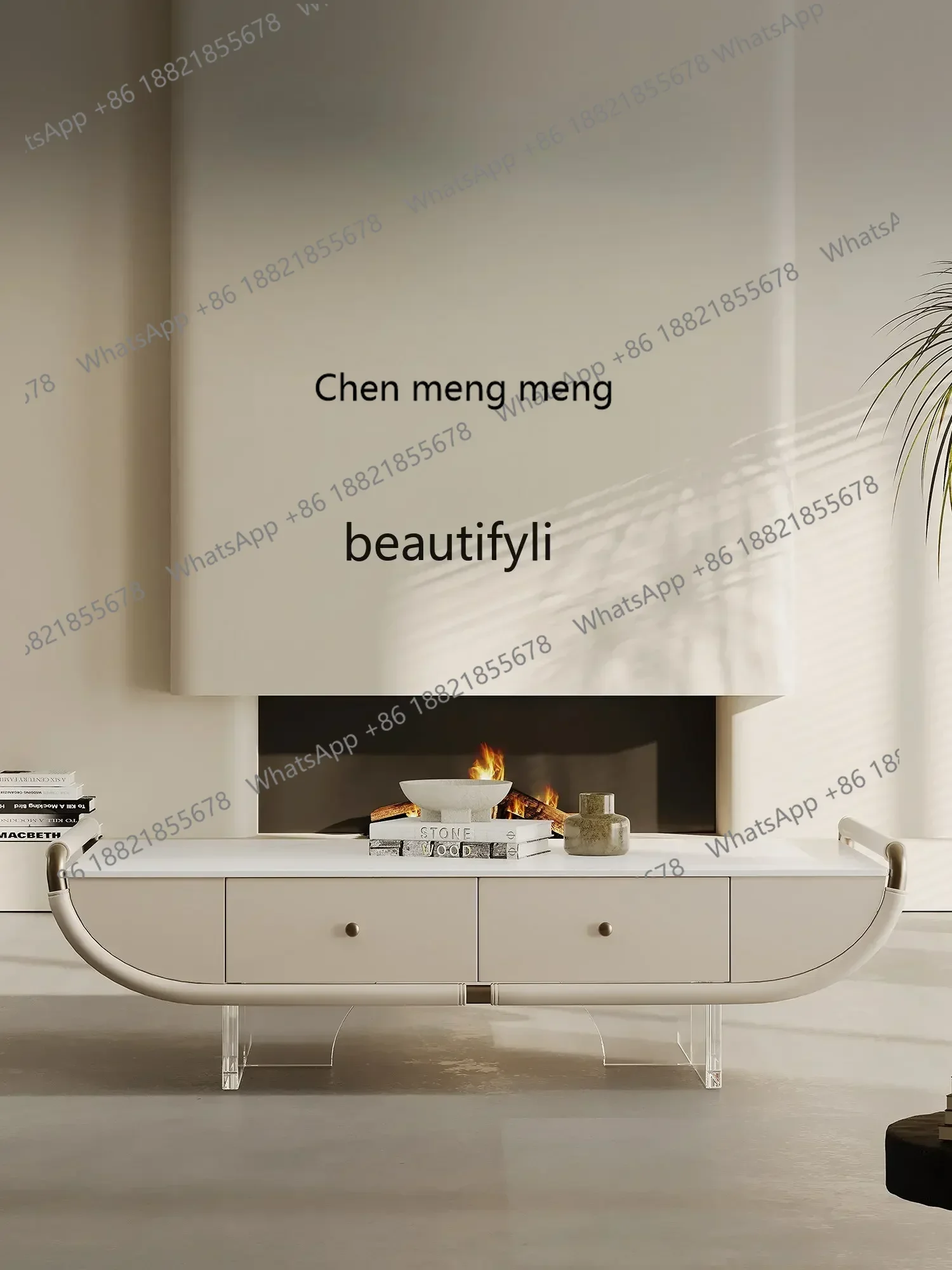 

cc182R zq Italian Stone Plate Coffee Table Small Apartment Modern Minimalist Acrylic Suspension Table Home Living Room