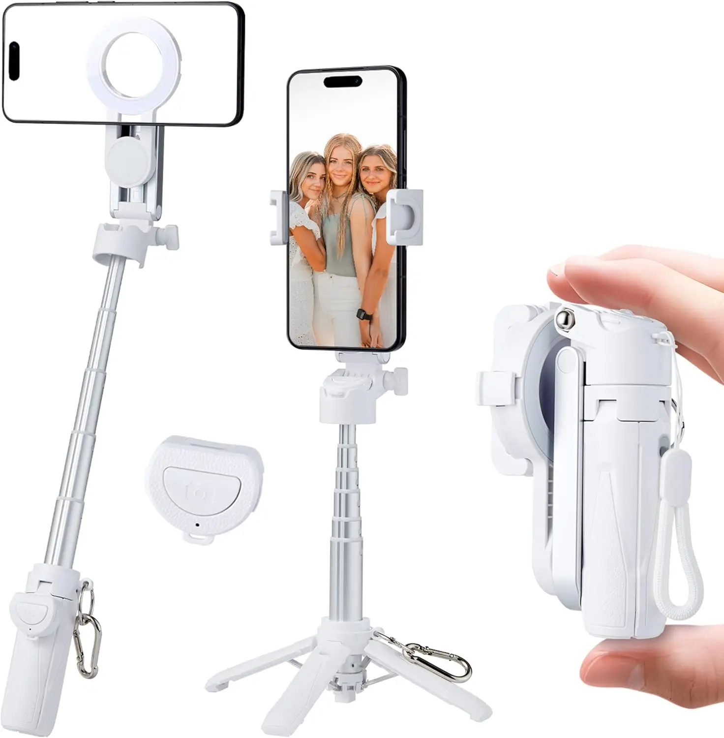 Tripé magnético para telefone magsafe suporte e clipe portátil tamanho de bolso selfie vara para android/iphone controle remoto sem fio