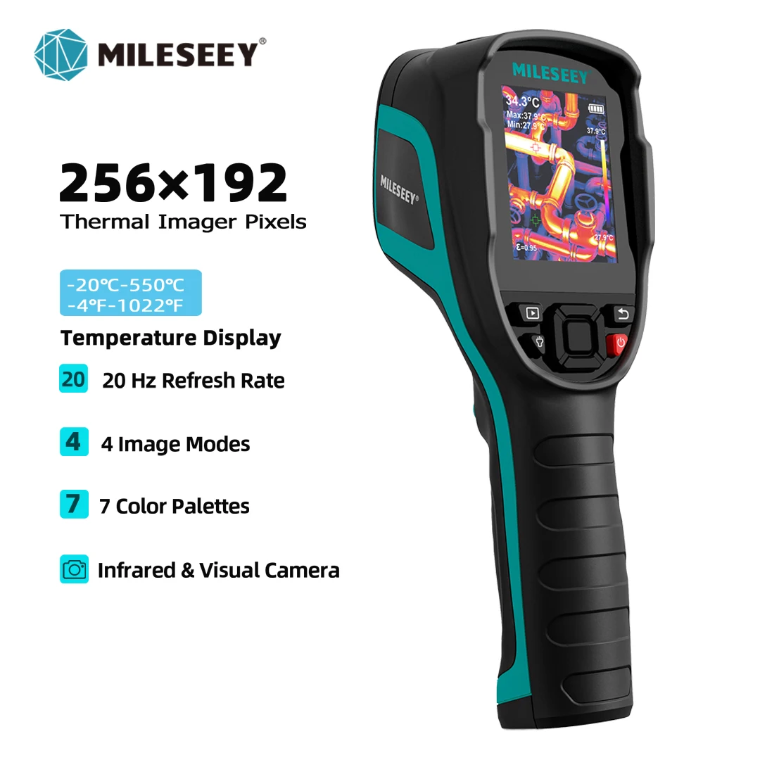 Thermal Imager 256x192 Imaging Câmera Medidor de Temperatura Infravermelho para Reparo Pcb Pipeline Detection Mileseey-tr256e b