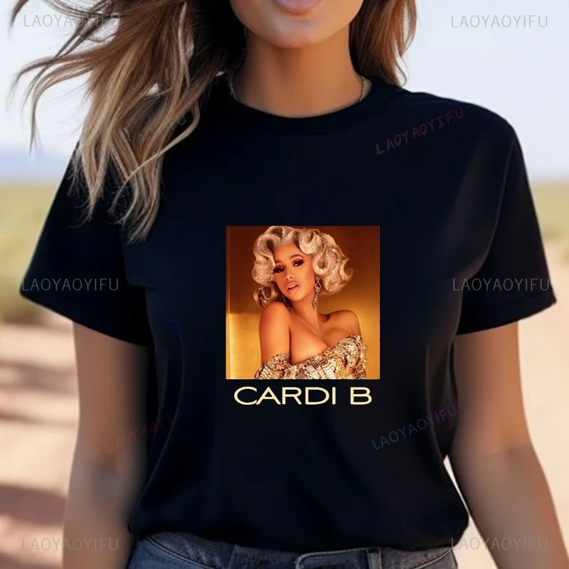 

Famous Rapper Cardi B Fashion Poster Print T-shirt, Unisex Casual Streetwear, Spring/summer Top Cotton Crewneck T-shirt