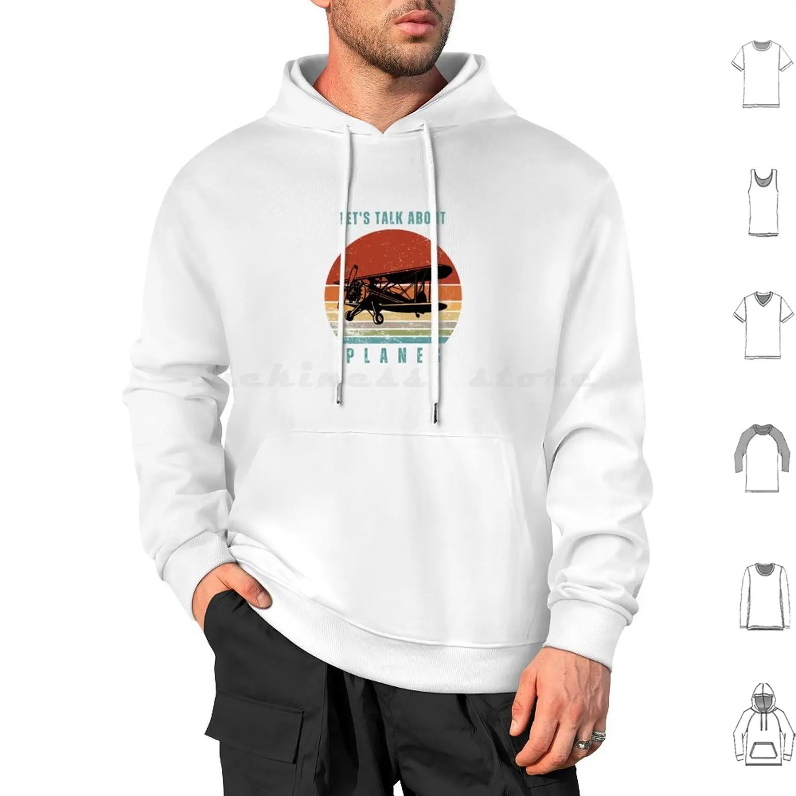 Let'S Talk About Planes Hoodie cotton Long Sleeve Biplane Vintage Biplane Planes Airplanes Jets Id Rather Be Flying