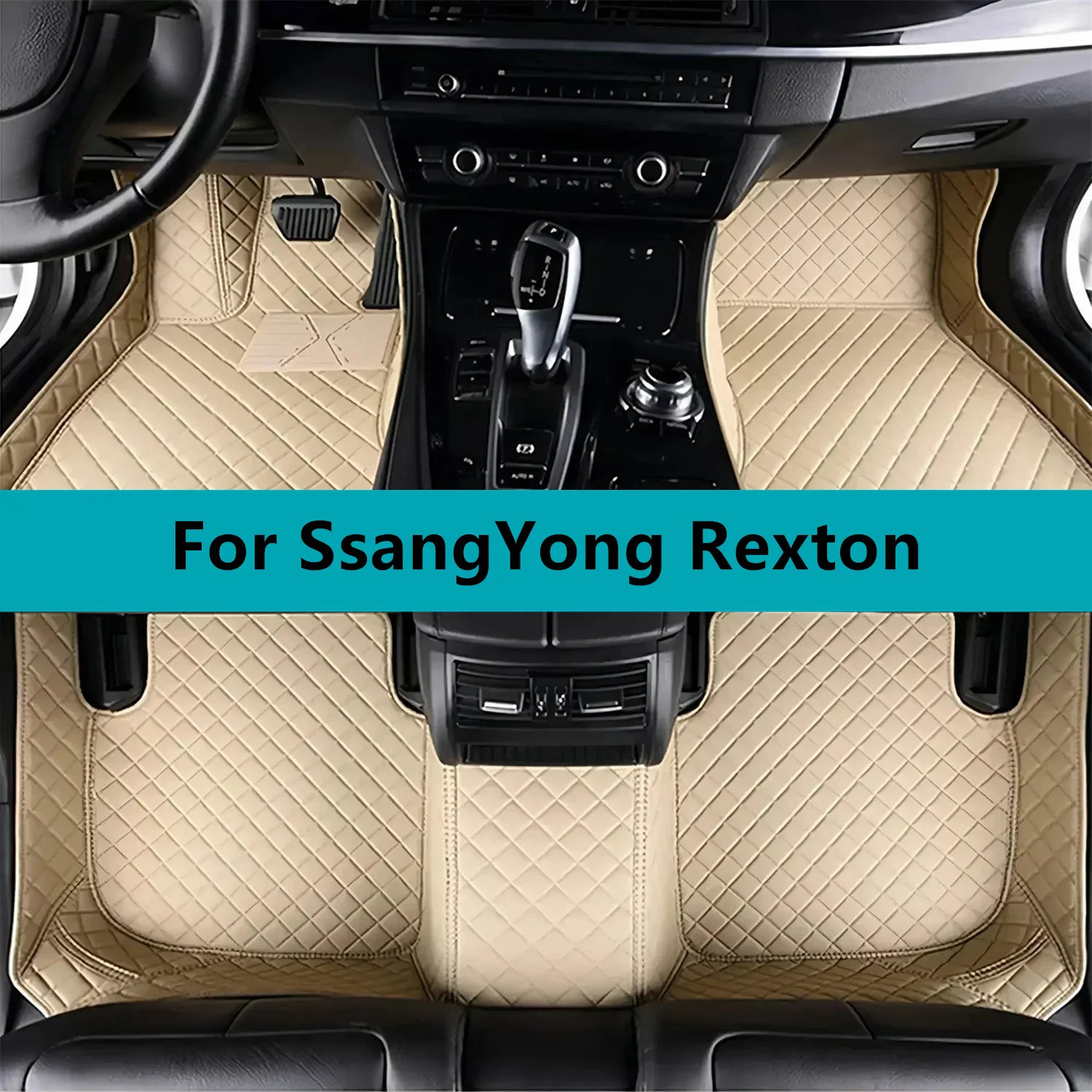 

leather Car Floor Mats For SsangYong Rexton 2020 2021 2022 2023 2024 2025 2026 2027 All Weather Waterproof Car Floor Mats