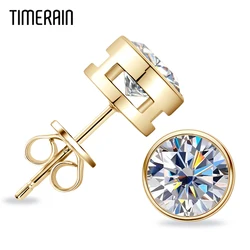 0.5CT-2CT Moissanite Stud Earrings D Color Lab Created Diamond Earring 925 Sterling Silver 18K Gold Plated Wedding Fine Jewelry