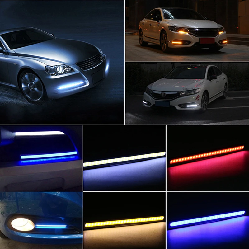 1Pcs 17CM Car LED COB Daytime Running Light Strip 12V Auto DRL Driving Parking Fog Lamp Waterproof for Truck Vehicle Decoration