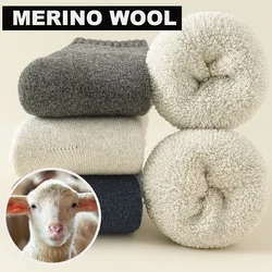 3 Paar Männer Frauen Woll socken Paare solide Winter Schnee Weihnachten Geschenk Thermo Kaschmir Marino verdickte Fleece Frottee Loop Socken