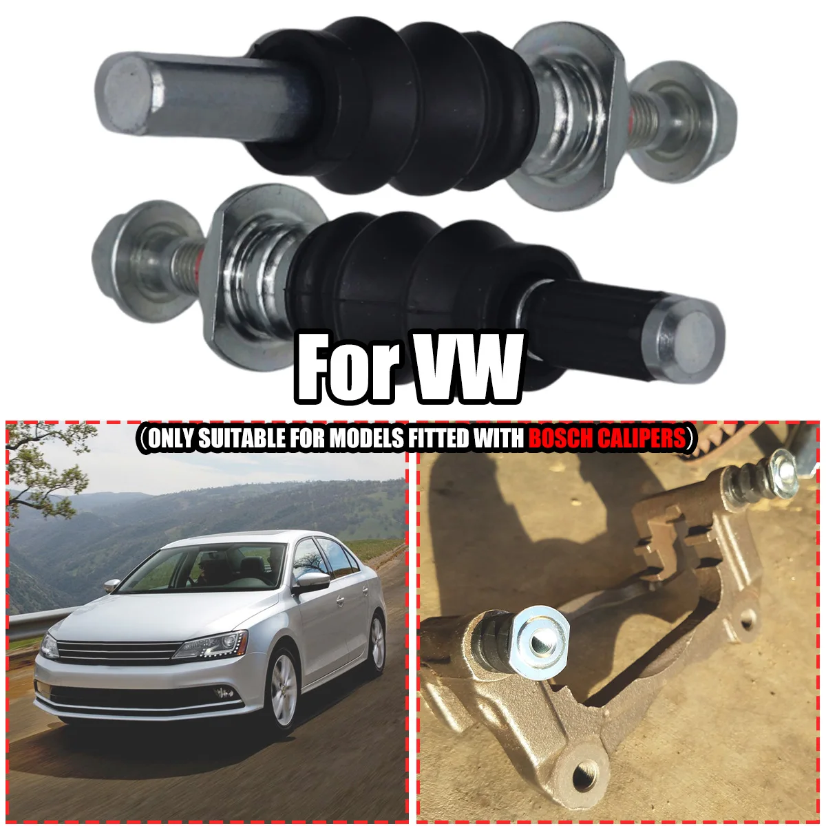 

For Touran Golf Caddy Jetta Scirocco Beetle Rear Brake Caliper Slider Guide Pins Bolt Kit Left Right Disc Housing Bellows Sleeve