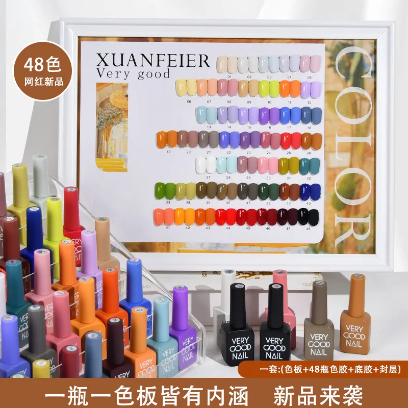 XUANFEIER Solid color 48 colors Nail gel set Nail salon Non-toxic UV gel 2024 New Hot sale Fashion Nail art kit Wholesale