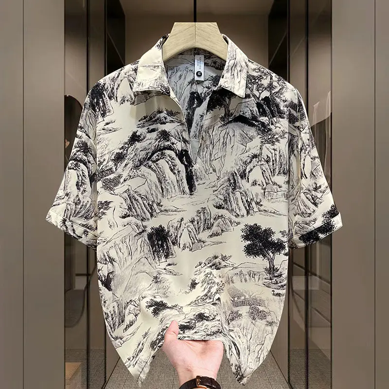 Elegant Fashion Harajuku Slim Fit Ropa Hombre Loose Casual Sport All Match T-shirts Printed Thin Style Short Sleeve Polo Shirts