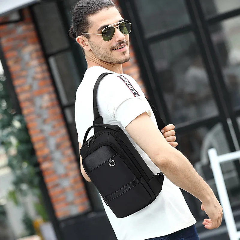 Chikage Fashion Trend Men's Chest Bag Large Capacity Simple Casual Nylon Crossbody Bag Waterproof Wear-resistant Shoulder Bag