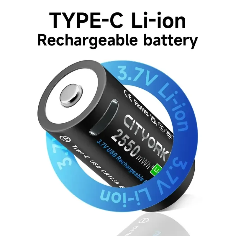 SWZY 3.7V 16340 16350 Rechargeable Battery USB Rechargeable RCR123 CR123 CR123A Btteries For LED Flashlight With USB Cable - view 3