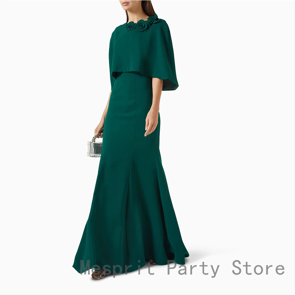 غمد فستان الحفلة الراقصة س الرقبة الزهور المرأة مساء اللباس بلا أكمام فستان حفل زفاف رسمي طول الأرض ثوب السعودية مع شال #3