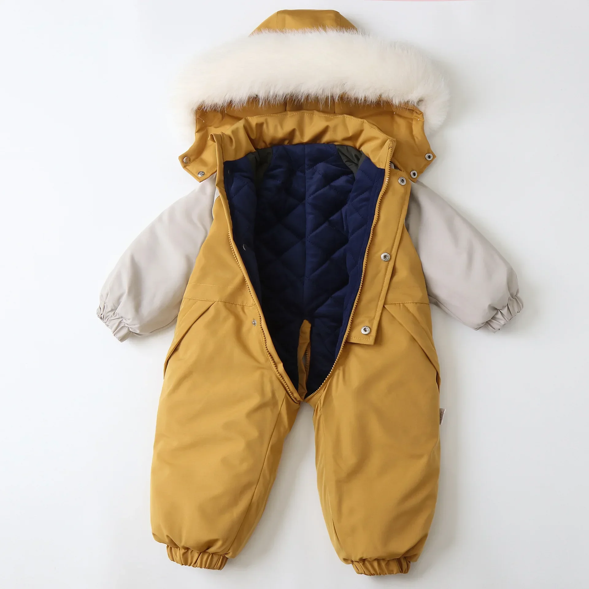 2024 Children's Winter Coat 2-5Y Girls Ski Suit Kids Warm Clothes Fur Lining Jumpsuit Boys Waterproof Thicken Snowsuit Outwear