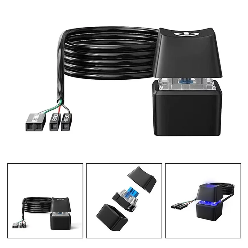 1.8m Blue LED Lights Computer Desktop Switch PC Motherboard Power On Off PC Motherboard External Start Computer Desktop Switch