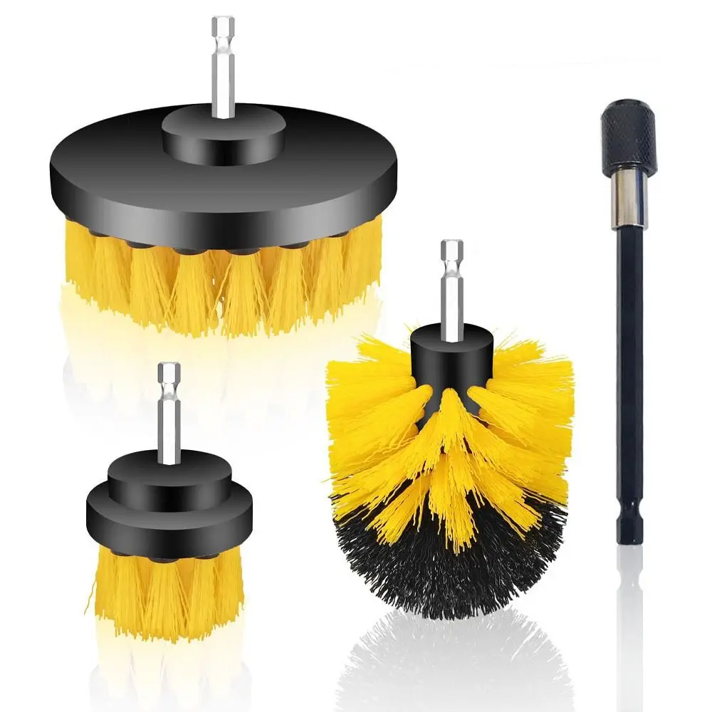 

Nylon Electric Drill Brush Kit Hard Bristle Scrubber Detailing Drill Brush Cleaning Tool with Extender Rod Car Wash Brush