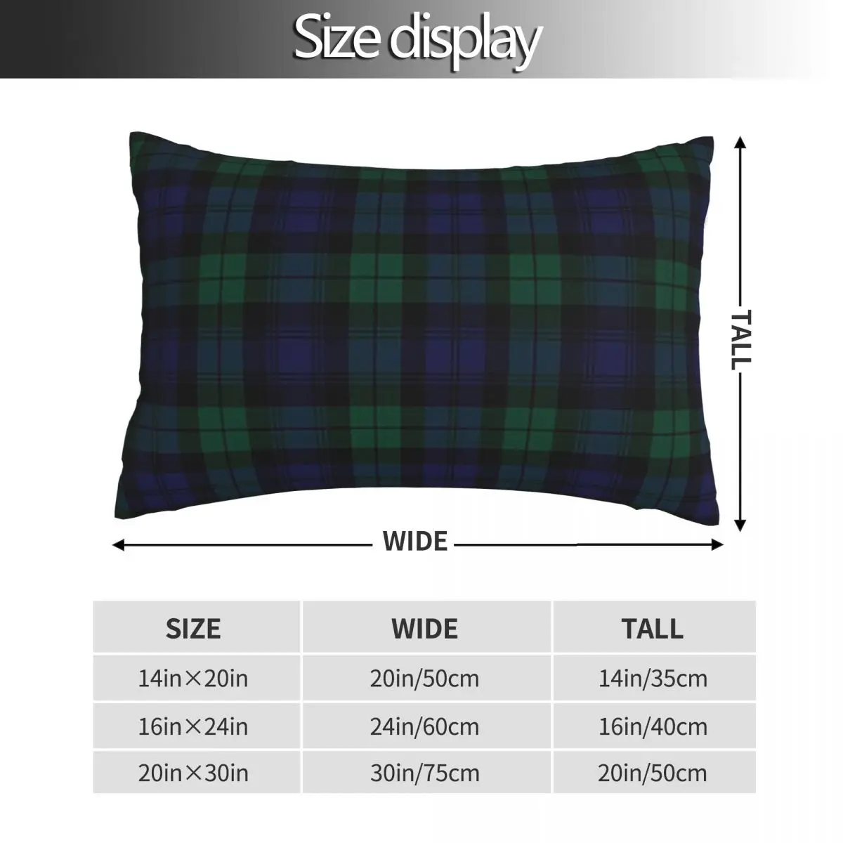 Blackwatch Tartan Modern Cute Blue And Green Plaid Rectangle Pillowcase Cushion Cover Bedroom Bed Home Comfort Throw Pillow