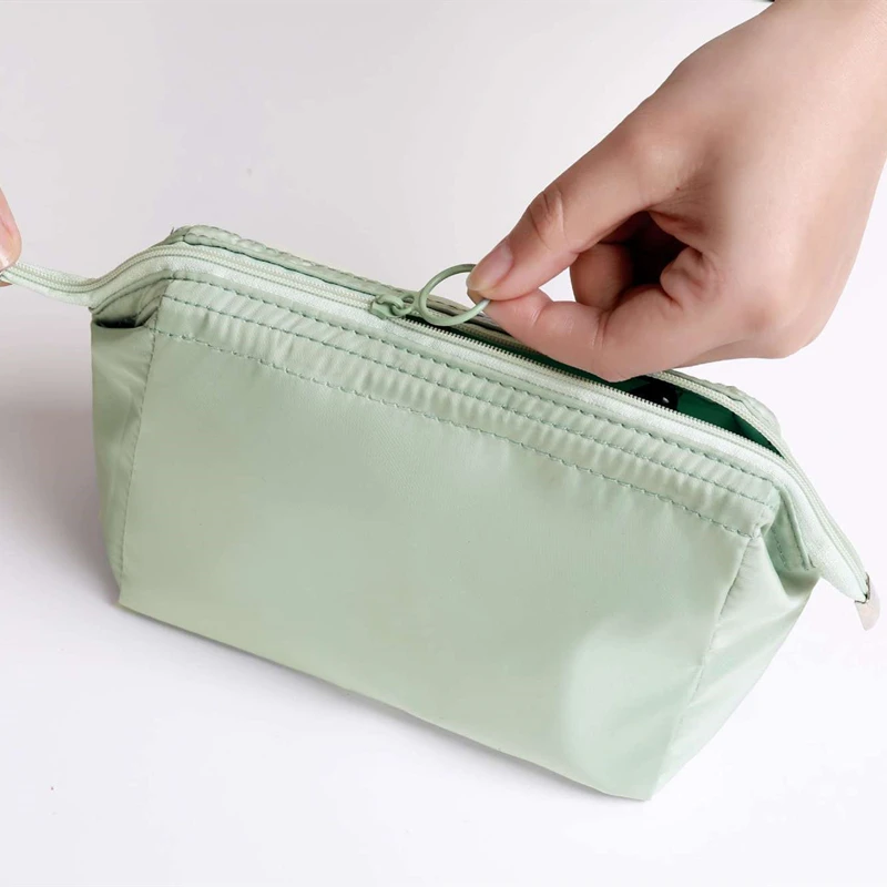 Bolsa De cosméticos con cremallera para mujer, bolsa De Maquillaje femenina De Color sólido, neceser De viaje, bolsas De Maquillaje De belleza, organizador De viaje