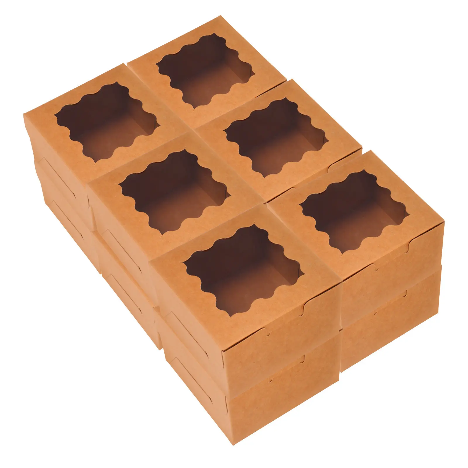 50Pcs Food- Dessert Boxes Elegant Design Cake Carriers for Transport Baking Packaging Cupcake Carrier Box Picnics