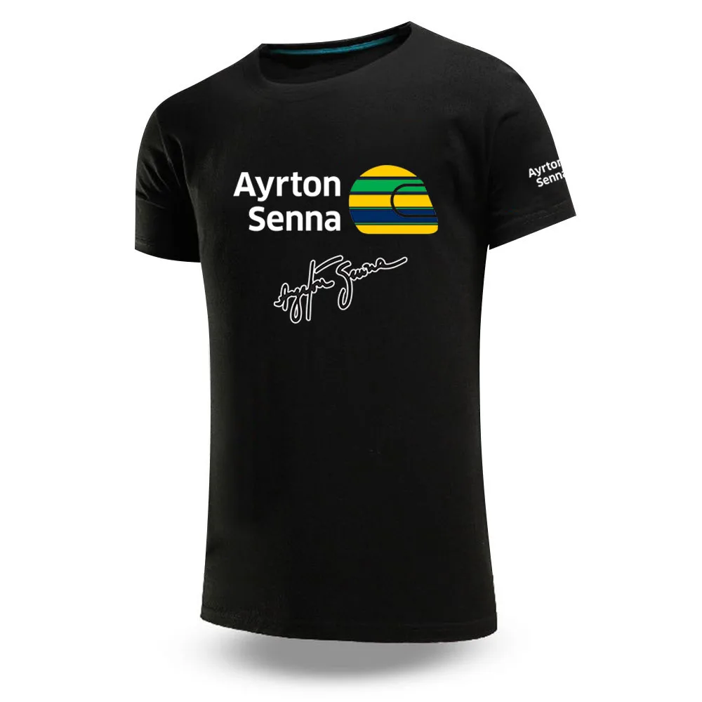 2023 New Ayrton Senna Summer Comfortable Hip Hop Men's T-shirt O Neck Short Sleeve Solid Color Printing Top