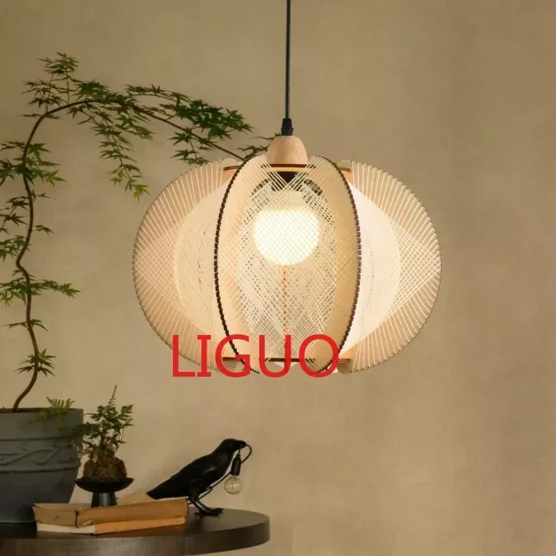 Japanese Restaurant Hemp Rope Ceiling Lamp Quiet Style B & B Inn Bedroom Wooden Lamp Retro Bar Rattan Woven Lamps