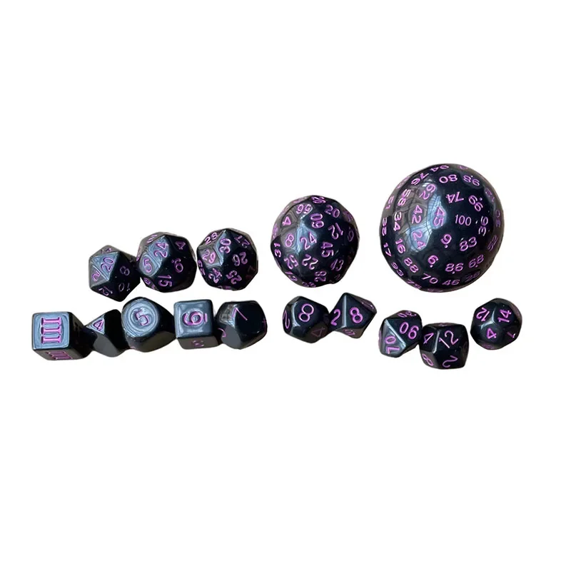 15 قطعة متعددة أرقام الوجه مبهمة الأسود نرد متعدد السطوح مجموعة ل RPG D3 D4 D5 D6 D7 D8 D10 D12 D16 D20 D24 D30 D60 D100