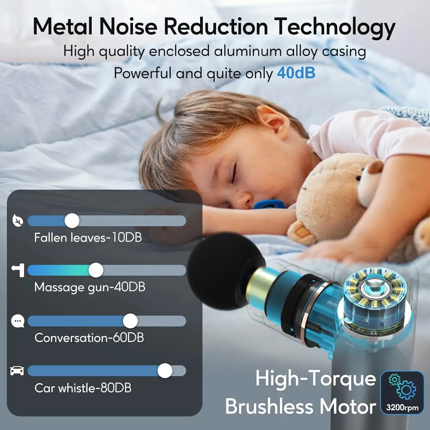 Massage Gun Deep Tissue, Balance of Power & Portability Full-Metal Percussion Massager with Silent Brushless Motor - Ultra-Quiet Pocket-Sized for Athletes Back Pain Relief Home Office Travel view 6