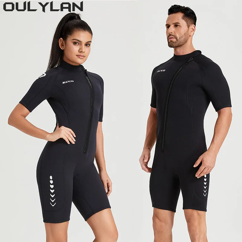 

Oulylan Short Sleeve Surfing Snorkeling Suits Women Swimwear 3MM Neoprene Wetsuit Men Keep Warm Swimsuit Scuba Free Diving Suit