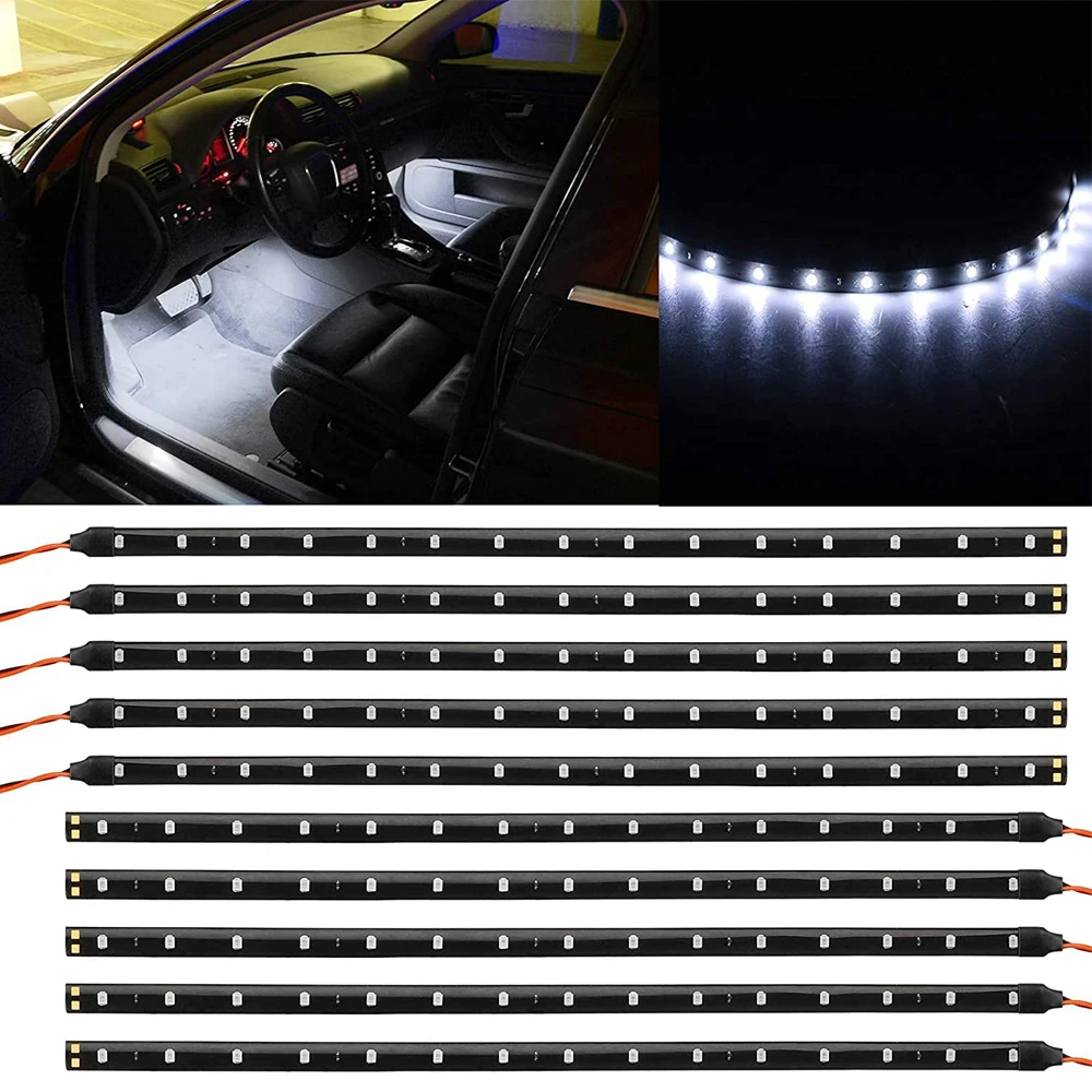 1/4/10 PCS Car Led Light Strip 30CM Waterproof 12V 15SMD Motorcycles Golf Cart Interior Exterior Marine Boat Atmosphere Lamps