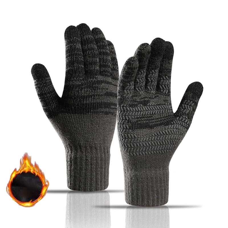 Herren Winter Touchscreen-Handschuhe: Warme, Rutschfeste Strickhandschuhe für Radfahren, Wandern, Geschäftsreisen und Freizeitaktivitäten in Übergrößen