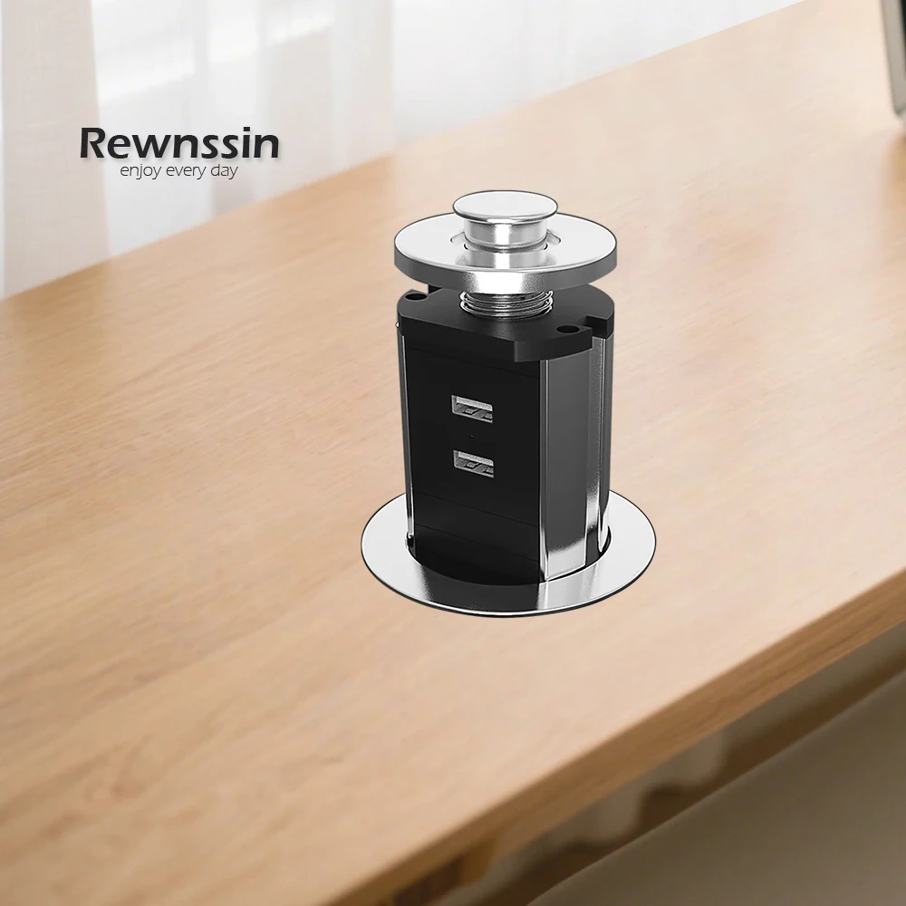 EU French Kitchen Meeting Room Office 250V With LED And USB Interface Pop-Up Hidden Desktop Socket Expandable Tabletop Plug