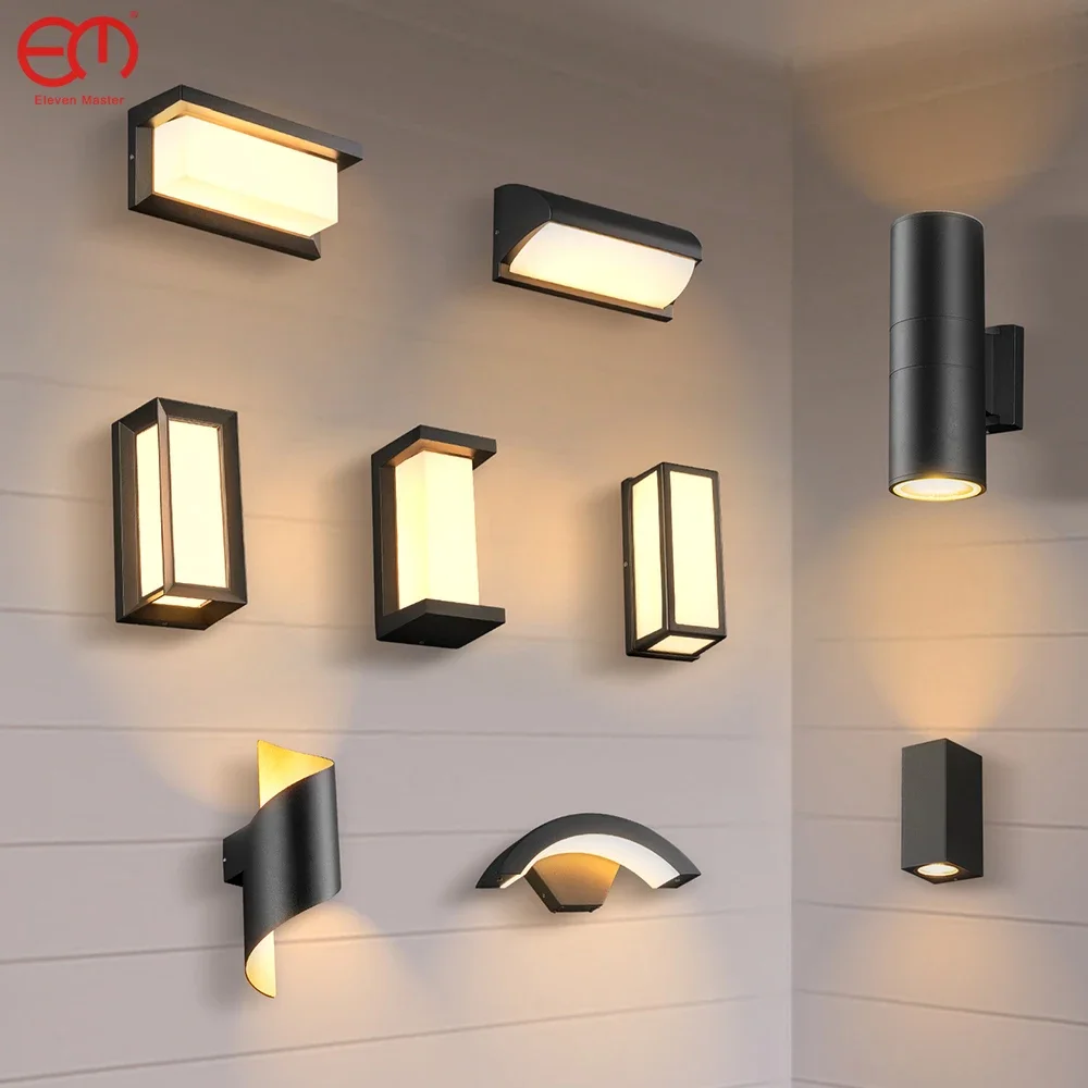 outdoor led up and down wall light iluminacao domestica a prova dagua 10w 18w portico jardim preto 01