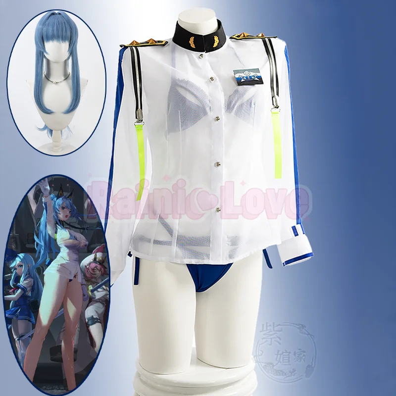 

Костюм для косплея Game Helm, аквамариновый купальник для Хэллоуина, реквизит для ролевых игр для взрослых женщин