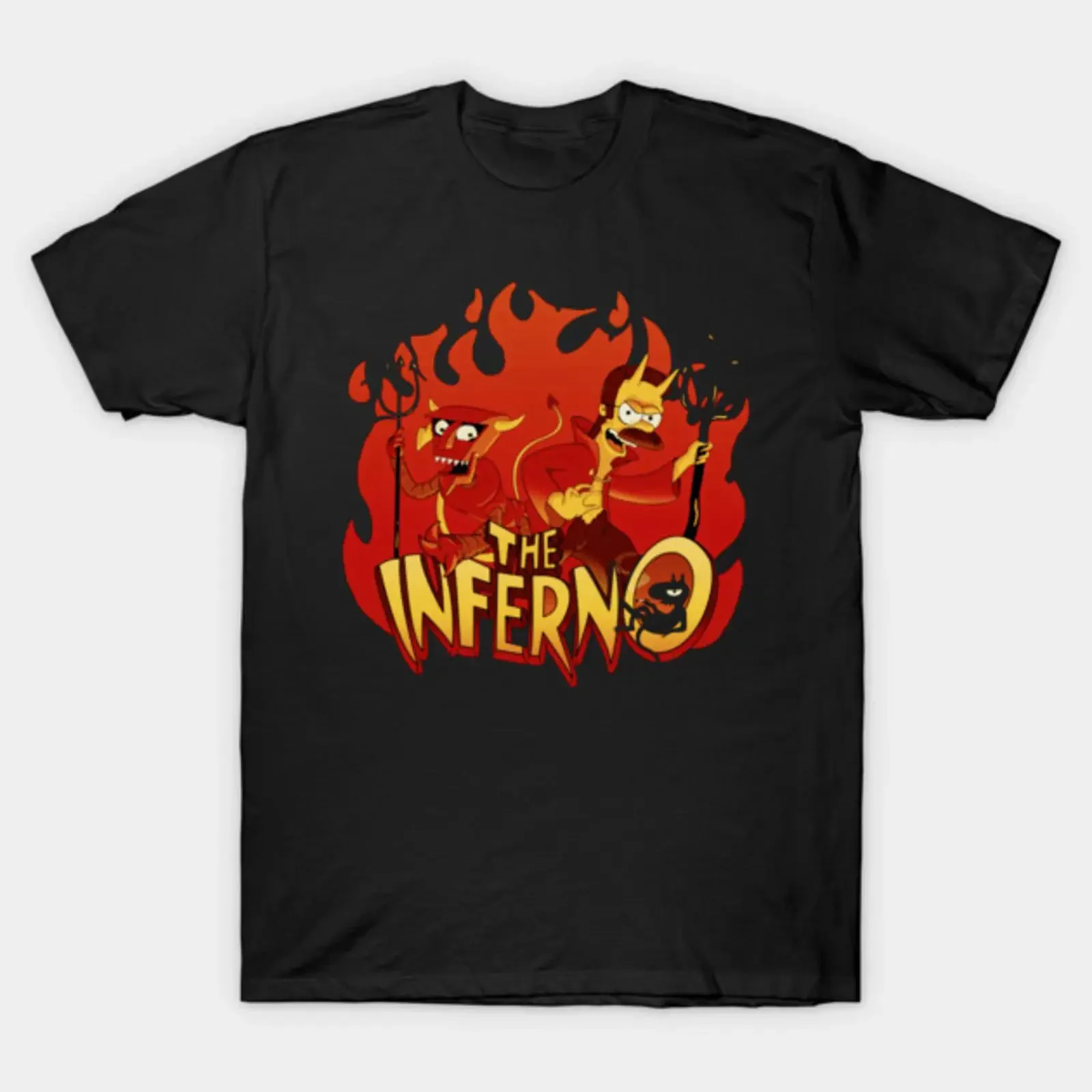 Das Inferno-T-Shirt im Vintage-Stil, gewaschenes Oberteil für den Alltag, vielseitige Unisex-Designerkleidung, lässige Mode, bequeme Grafik