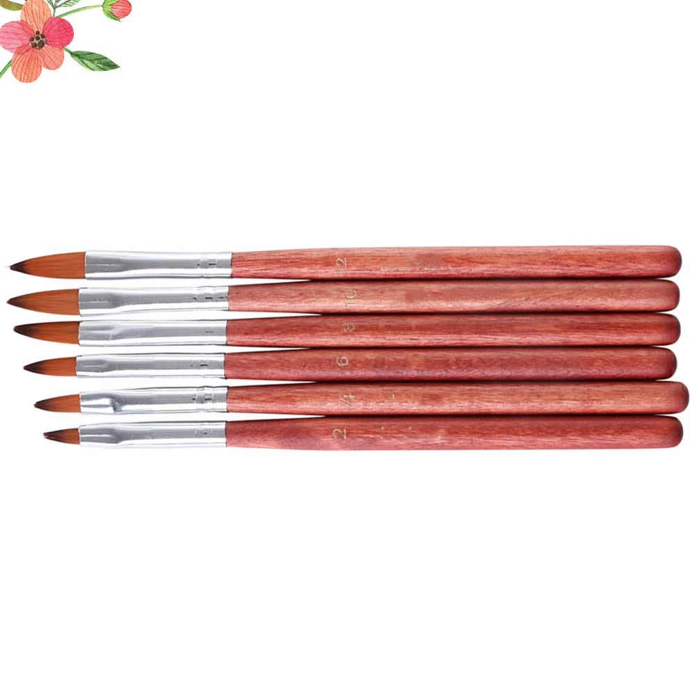 6 قطعة أقلام كريستال فن الأظافر ملونة بمقبض طويل أدوات مانيكير لمتجر المهنية للاستخدام المنزلي طقم طلاء الأظافر فرشاة