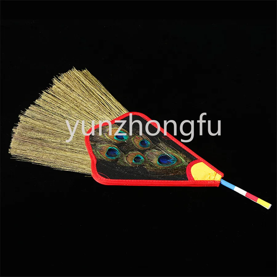 Olhos Budismo Tântrico Tibetano Dharma-navio Rosa Reineckea Erva Requintado Pena Cetim Bumba Ventilador de Mão Oferta Especial 5