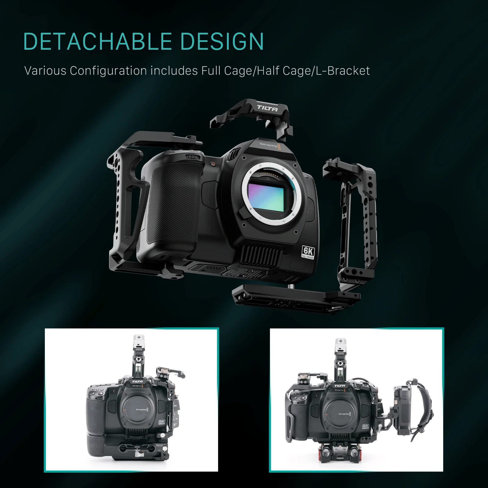 TILTA TA-T64-A-B Full Camera Cage for BMCC 6K Advanced Kit Basic Kit Xeno Top Handle 1/4