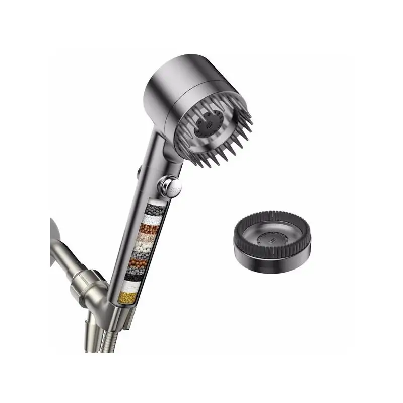 

Filtered Handheld Showerhead, Adjustable Pressure Waterfall Shower Head with Multiple Spray Settings, Gray