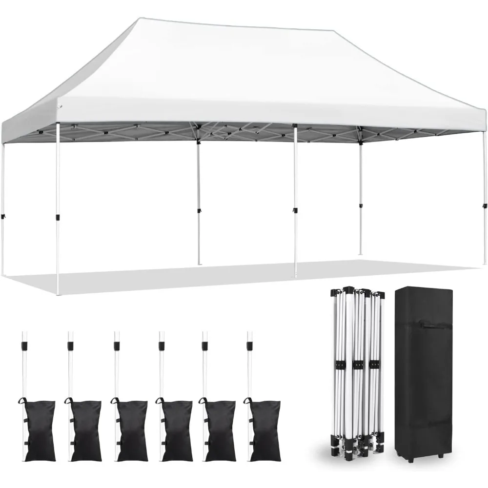 

10'x 20' Up Canopy, Waterproof Ez Up Canopy Tent with 3 Adjustable Height, Roller Bag, 6 Sand Bags, 4 Ropes and 8