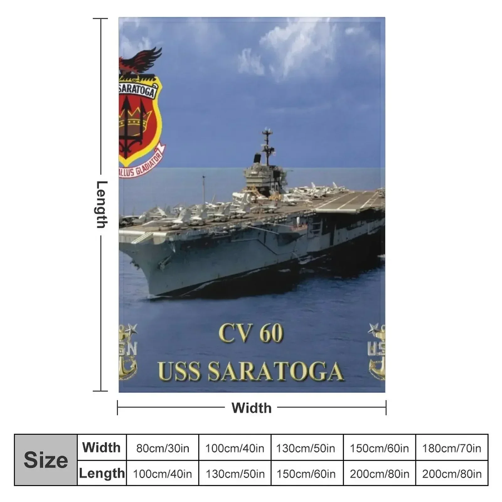 CV-60 USS Saratoga Throw Blanket Custom for sofa bed plaid Thin Blankets