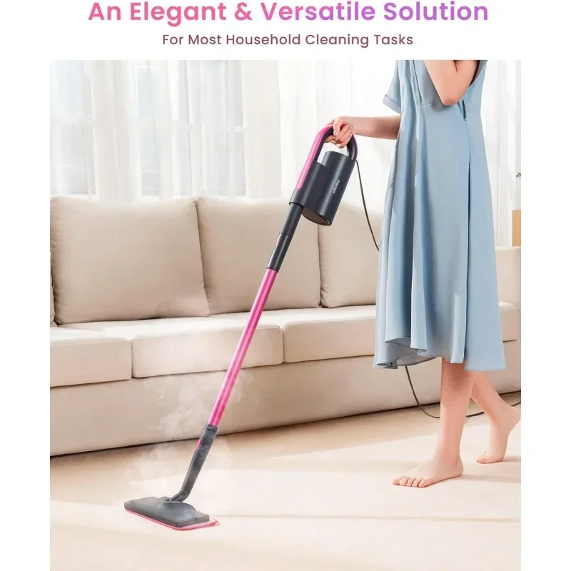 QWSchenley Steam Mop Cleaner with Detachable Handheld Steamer Tiles,7-in-1 Multi-purpose Accessories and Washable Microfiber Pad