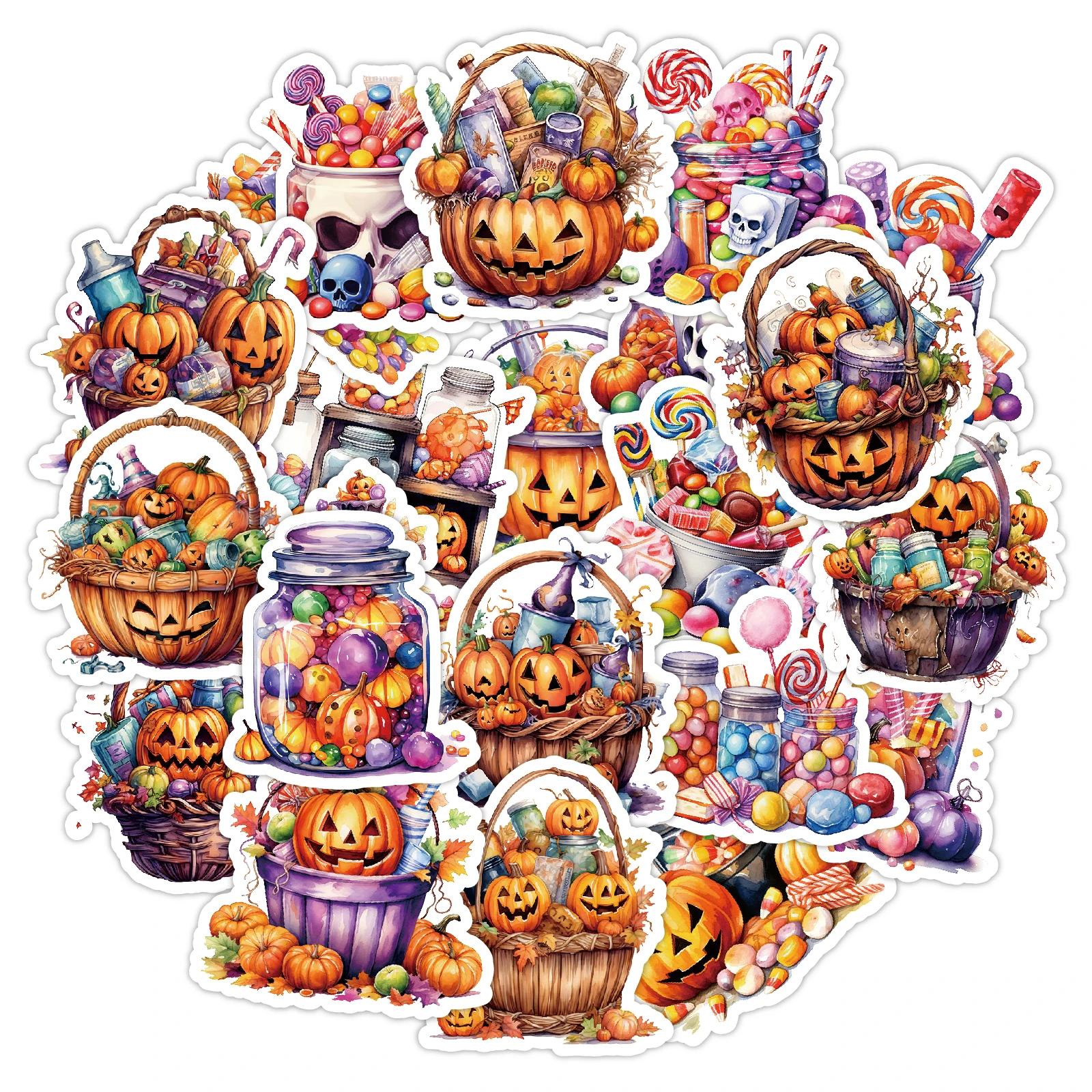 50PCS Halloween Kürbis Aufkleber für Junk Journal Laptop Fahrrad Gitarre Skateboard Dekoration DIY Graffiti Aufkleber