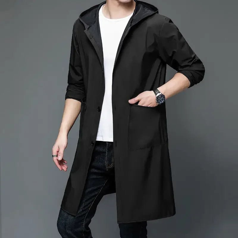 

Men's Rain Coat Printed High Quality Windbreaker Raincoat Waterproof Hoodies Hooded Overcoat Male Trench Coat Outerwear For Men