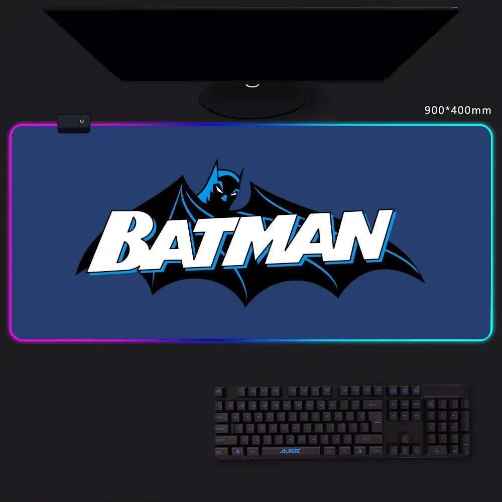 B-Batman Hero Logo   Mouse Pad Game Player RGB Pc Gamer Boys like PS5 Keyboard LED Glowing mause pad Mats Rubber