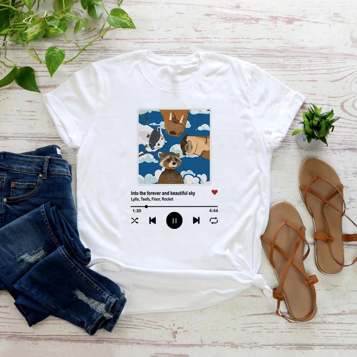 

Lylla Rocket Floor Teefs T-shirt Into The Forever and Beautiful Sky T Shirt Rocket and Friends Tshirts Cute Graphic T Shirts