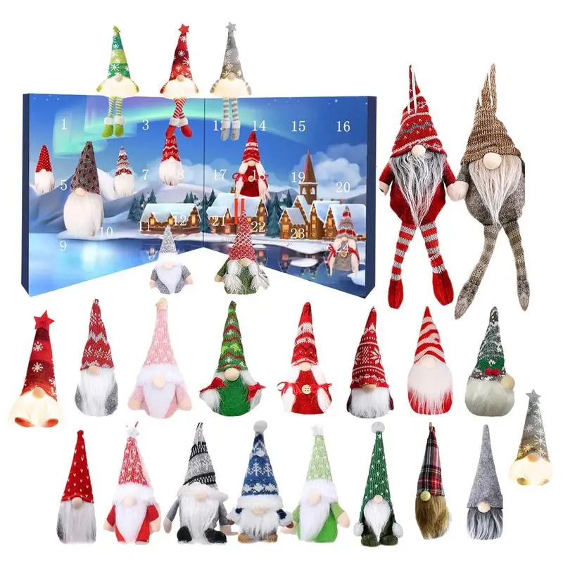 

2024 Christmas Gnome Holidays Advent Calendar Gnome Dolls with Surprise Toys 20 Days Xmas Countdown Calendar for Kids Boys Girls