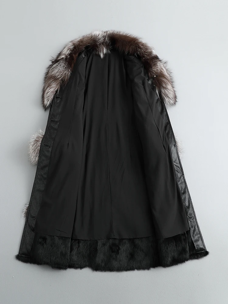 New original ecological rabbit fur integrated temperament long fur coat female luxury fox fur collar coat