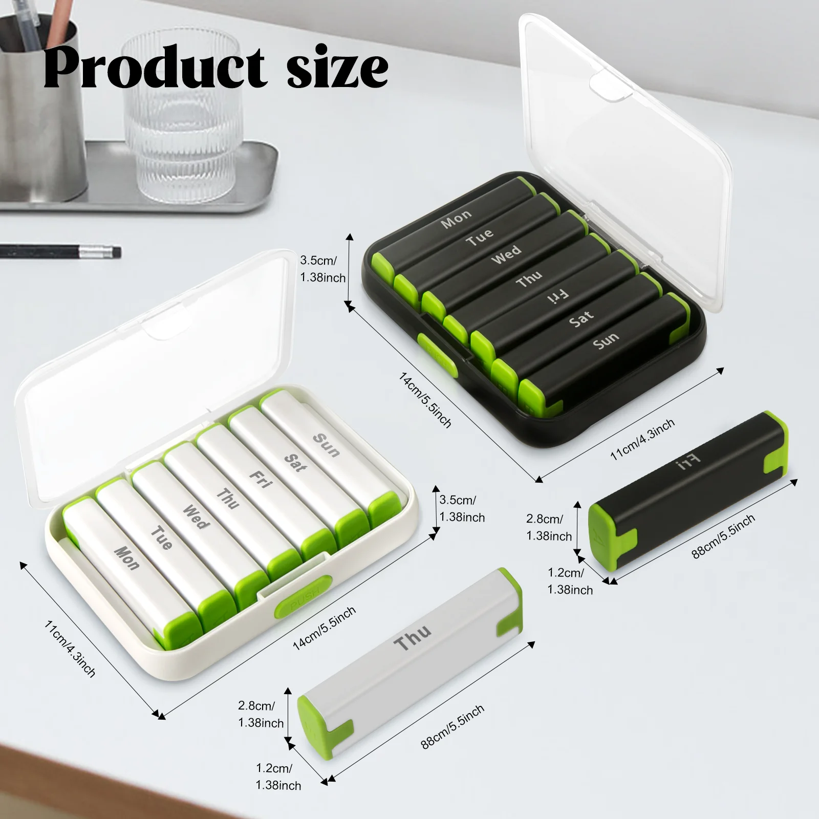 Travel promotional waterproof pill box dispense pill organizer 14 girds Am pm weekly pill organizer 7 day 2 times a day