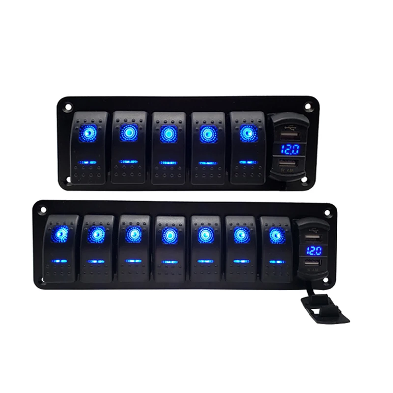 12V LED Rocker Switch Panel for Marine Boat Truck Caravan Car Socket Circuit Breaker Toggle Switch Panel