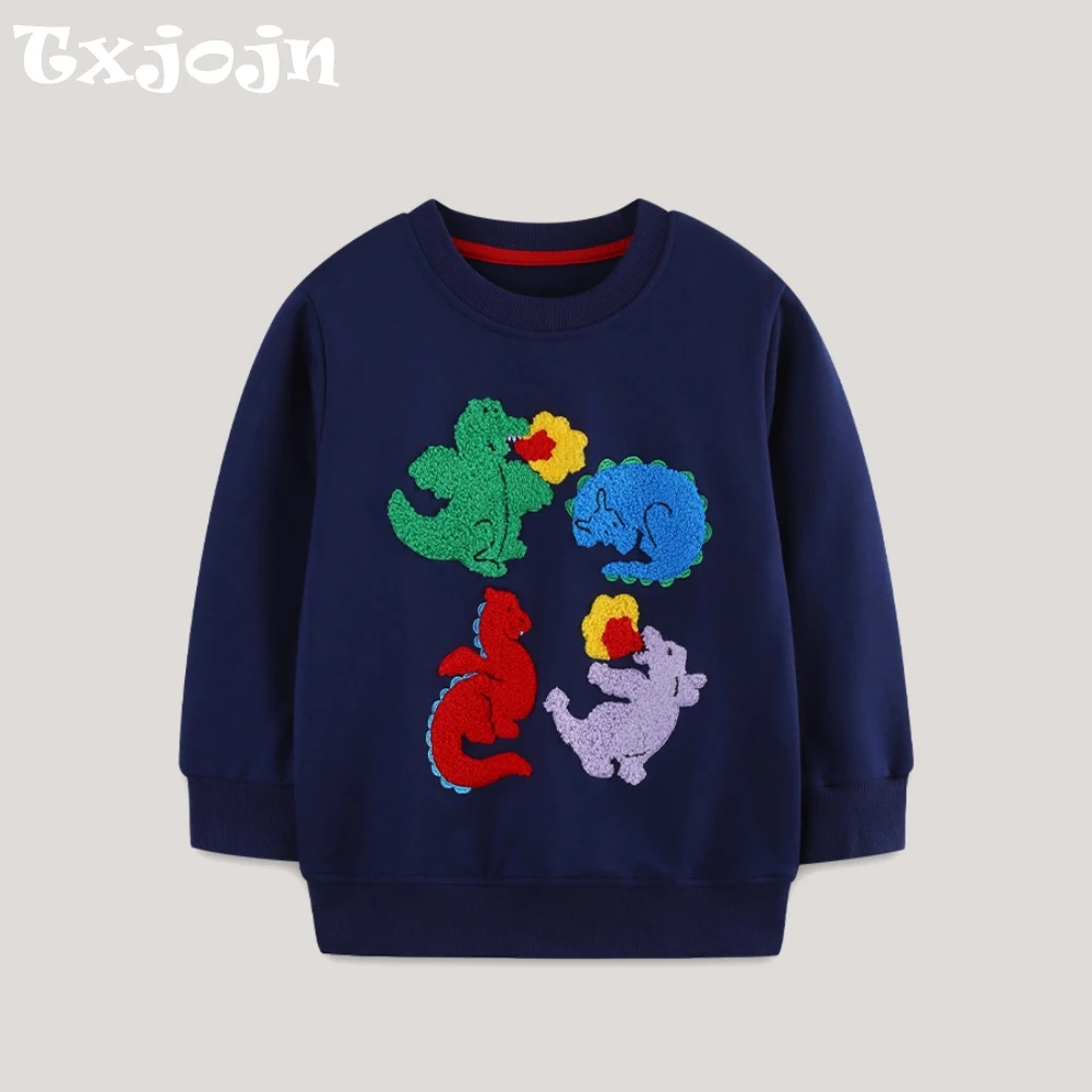

Txjojn New Playful Dinosaur Print Hoodie For Children's Day,Autumn Warm Long Sleeve Sportwear For Kids,Smart Daily School Outfit